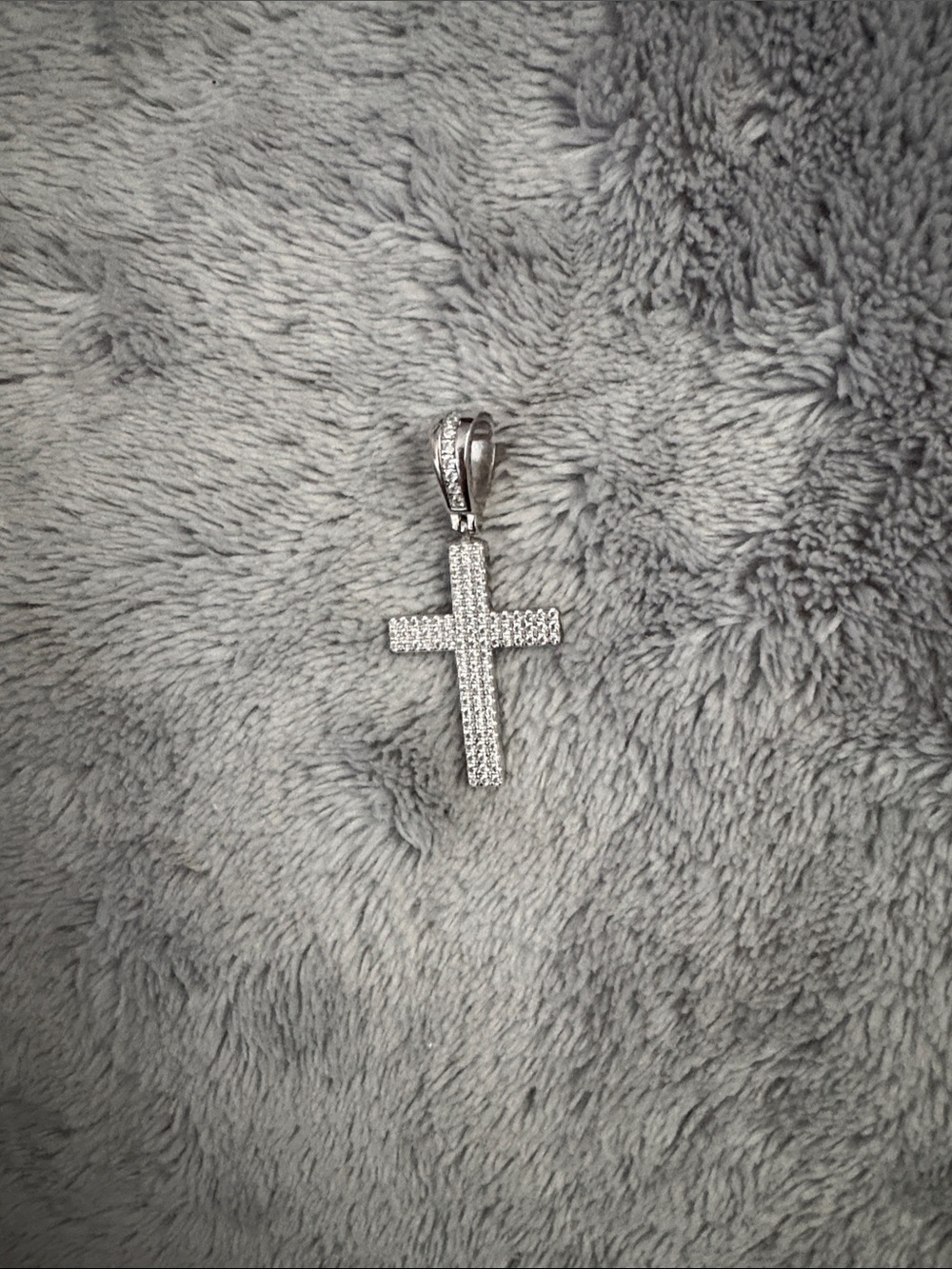 Crystal Pavé Cross Pendant in Silver Tone